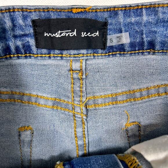 Whimsy Embroidered Flowers Coastal Cowgirl Boho Denim Skirt Women size Small - Picture 4 of 6